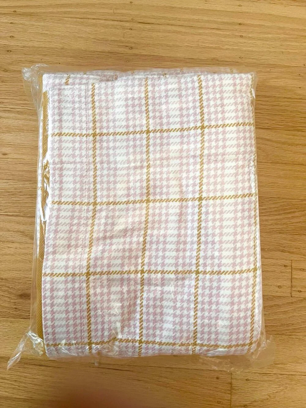 NEW - Anthropologie “Banks” Woven Cotton Houndstooth Curtain - Pink & Mustard